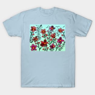 DOODLE FLOWERS & LEAVES WATERCOLOR T-Shirt